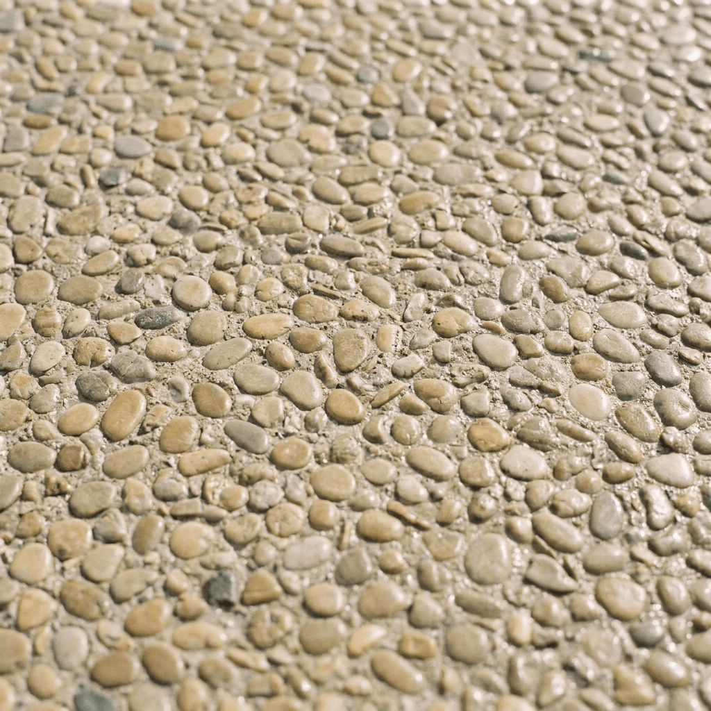 Exposed aggregate concrete close-up